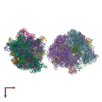 PDB entry 4v8u coloured by chain, top view.