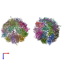 PDB entry 4v94 coloured by chain, top view.