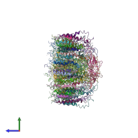 PDB entry 4v9g coloured by chain, side view.
