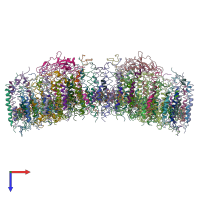 PDB entry 4v9g coloured by chain, top view.