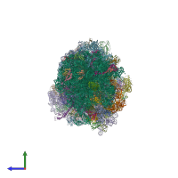 PDB entry 4v9q coloured by chain, side view.