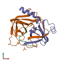 PDB entry 4vgc coloured by chain, front view.