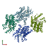 PDB entry 4w1o coloured by chain, front view.