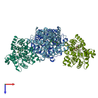 PDB entry 4w1o coloured by chain, top view.