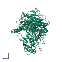 PDB entry 4w1s coloured by chain, side view.