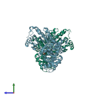 PDB entry 4w4h coloured by chain, side view.