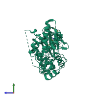 PDB entry 4w4x coloured by chain, side view.
