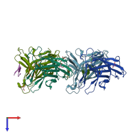 PDB entry 4w50 coloured by chain, top view.