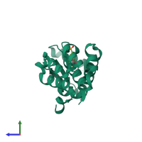 PDB entry 4w56 coloured by chain, side view.
