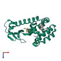 PDB entry 4w57 coloured by chain, top view.
