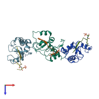 PDB entry 4w5a coloured by chain, top view.