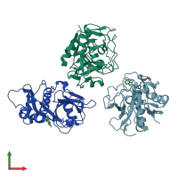 PDB entry 4w5b coloured by chain, front view.