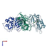 PDB entry 4w5b coloured by chain, top view.