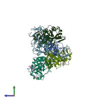PDB entry 4w5c coloured by chain, side view.