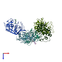 PDB entry 4w5c coloured by chain, top view.