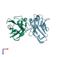 PDB entry 4w68 coloured by chain, top view.