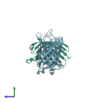 PDB entry 4w69 coloured by chain, side view.