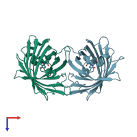 PDB entry 4w6a coloured by chain, top view.