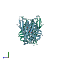 PDB entry 4w6c coloured by chain, side view.