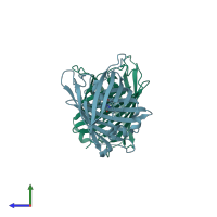 PDB entry 4w6d coloured by chain, side view.