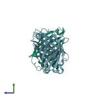 PDB entry 4w6g coloured by chain, side view.