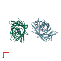 PDB entry 4w6g coloured by chain, top view.