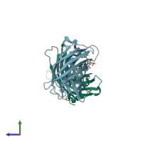 PDB entry 4w6j coloured by chain, side view.