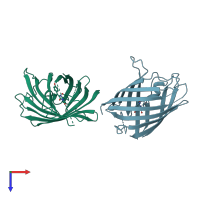 PDB entry 4w6k coloured by chain, top view.