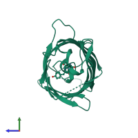 PDB entry 4w6l coloured by chain, side view.