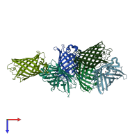 PDB entry 4w6n coloured by chain, top view.