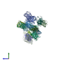 PDB entry 4w6r coloured by chain, side view.