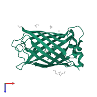 fluorescent protein E115H/T118H in PDB entry 4w6t, assembly 1, top view.