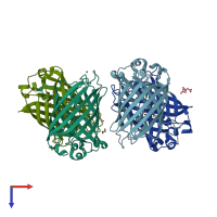 PDB entry 4w6u coloured by chain, top view.