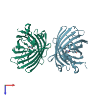 PDB 4w72 coloured by chain and viewed from the top.