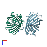 PDB entry 4w73 coloured by chain, top view.
