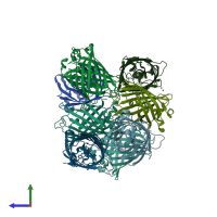 PDB entry 4w74 coloured by chain, side view.