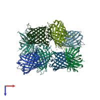 PDB entry 4w74 coloured by chain, top view.