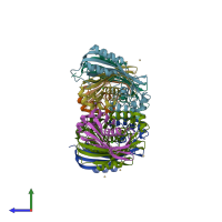 PDB entry 4w78 coloured by chain, side view.