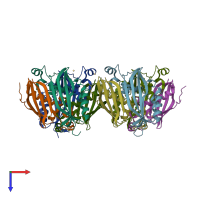 PDB entry 4w78 coloured by chain, top view.