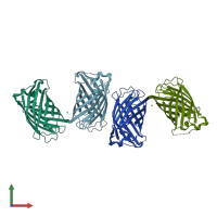 PDB entry 4w7c coloured by chain, front view.
