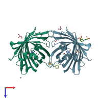 PDB entry 4w7d coloured by chain, top view.