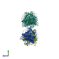 PDB entry 4w7p coloured by chain, side view.