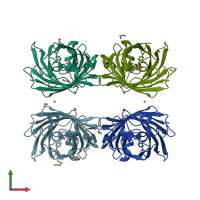 PDB entry 4w7r coloured by chain, front view.