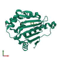 PDB entry 4w7t coloured by chain, front view.