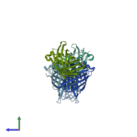 PDB entry 4w7x coloured by chain, side view.