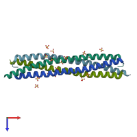 PDB entry 4w7z coloured by chain, top view.