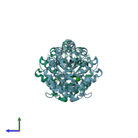 PDB entry 4w85 coloured by chain, side view.