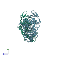 PDB entry 4w8k coloured by chain, side view.