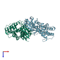 PDB entry 4w8k coloured by chain, top view.