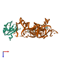 PDB entry 4w90 coloured by chain, top view.